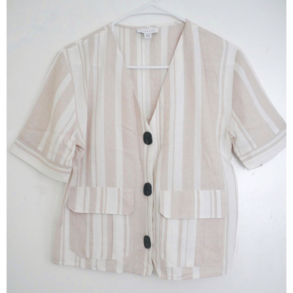 Topshop Button Down Short Sleeve Top